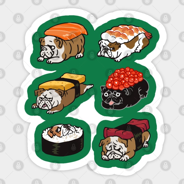 Sushi English Bulldog Sticker by huebucket